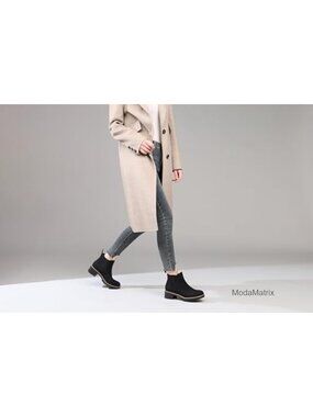 Womens Chelsea Ankle Boots Chunky Block Heel Slip-On PU Lug Sole